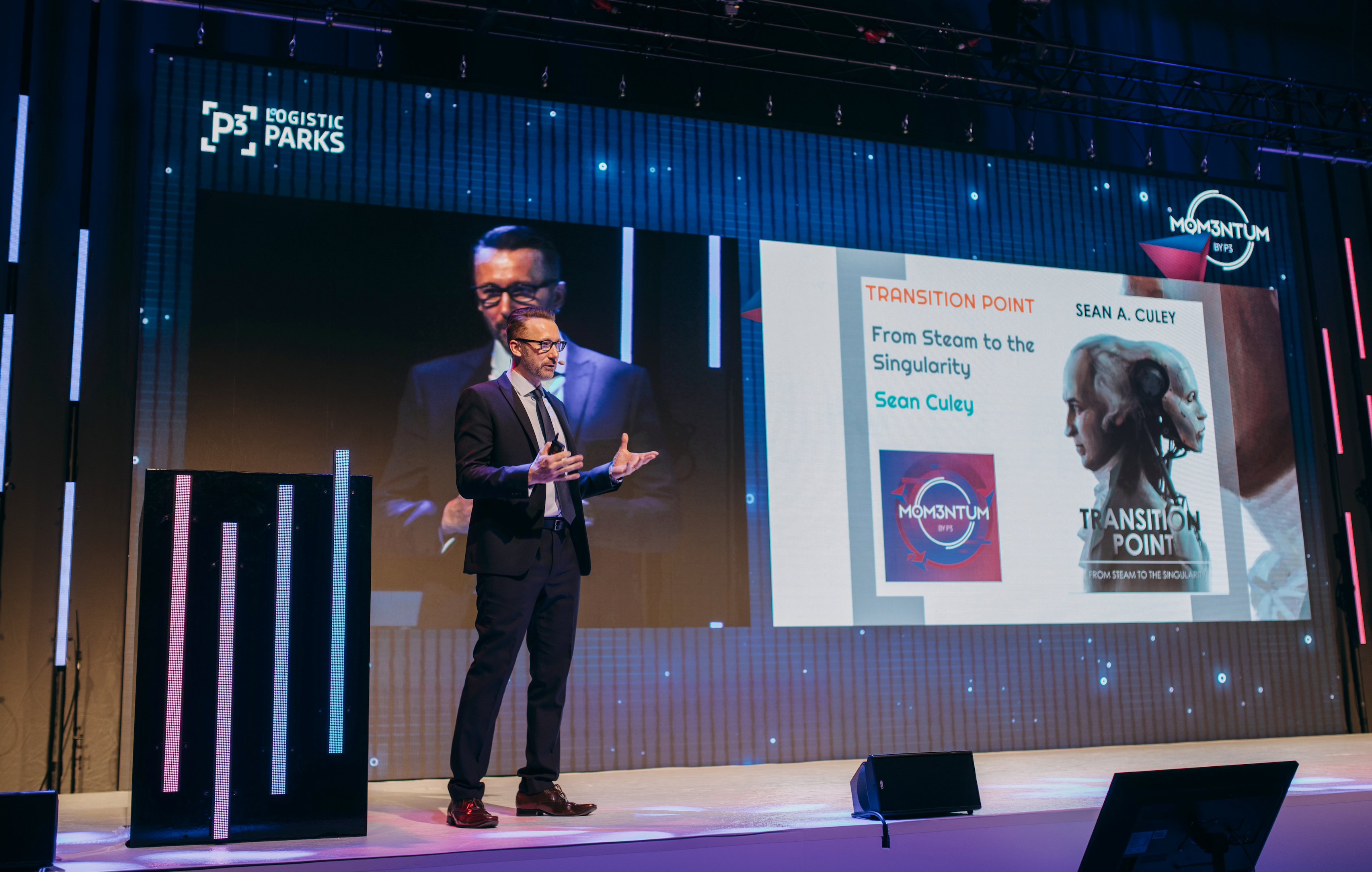 Team using digital technology in a modern supply chain warehouse