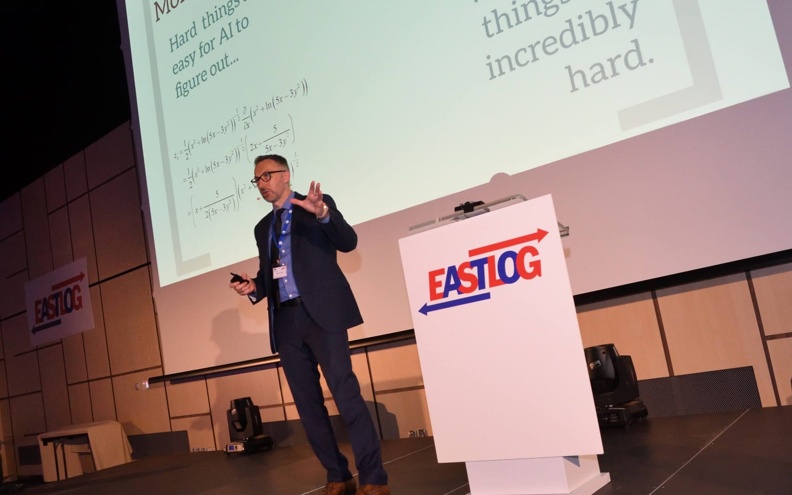 Sean Culey delivering a keynote at EastLog conference